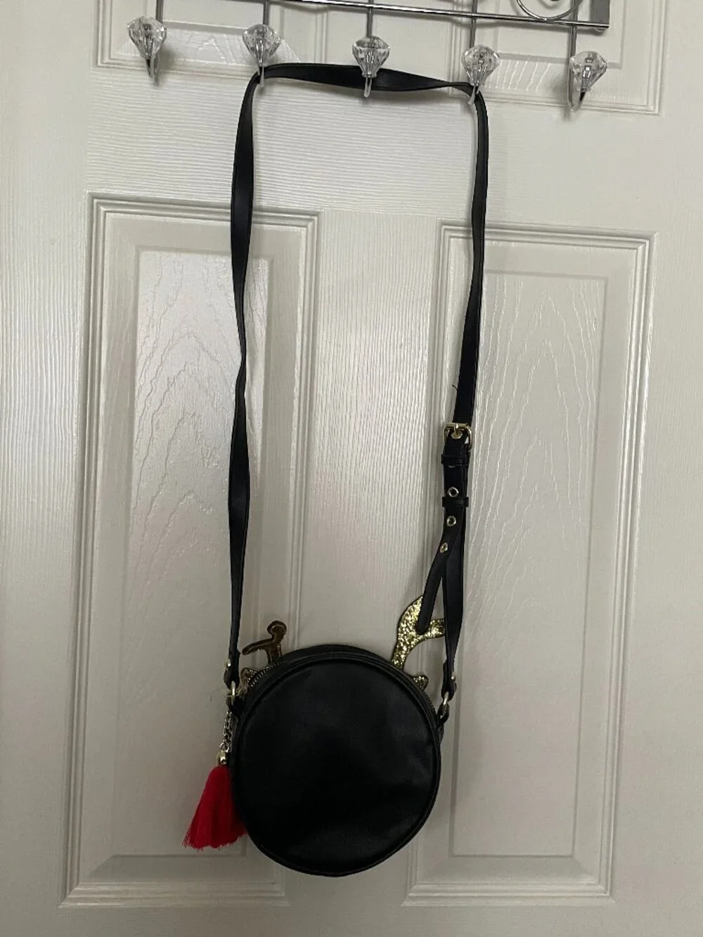 Mad Love Holiday Reindeer Black Glitter Crossbody Purse-NWT